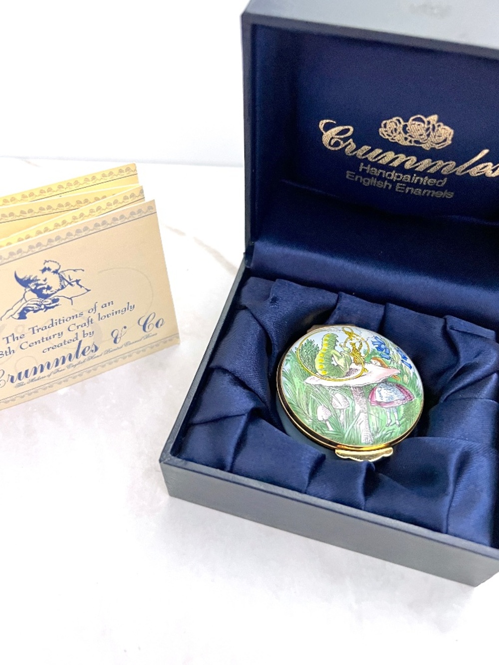 Crummles Hand-Painted Alice in Wonderland Enamel Trinket Box (New in Box)
